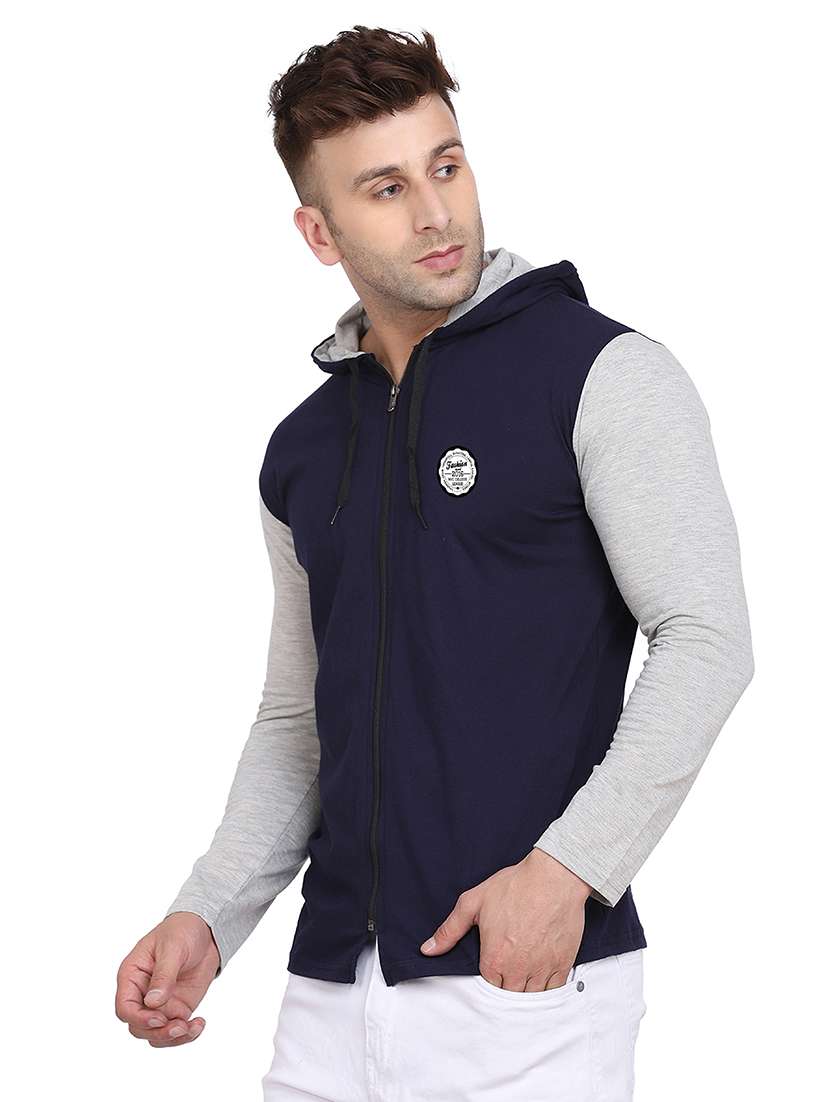 men color block hooded cotton t-shirt - 21383858 -  Standard Image - 1