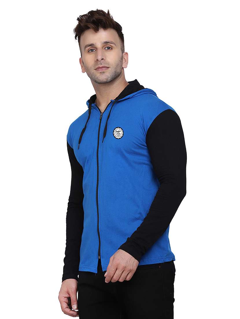 Men Color Block Hooded Cotton T-shirt - 21383863 -  Standard Image - 1