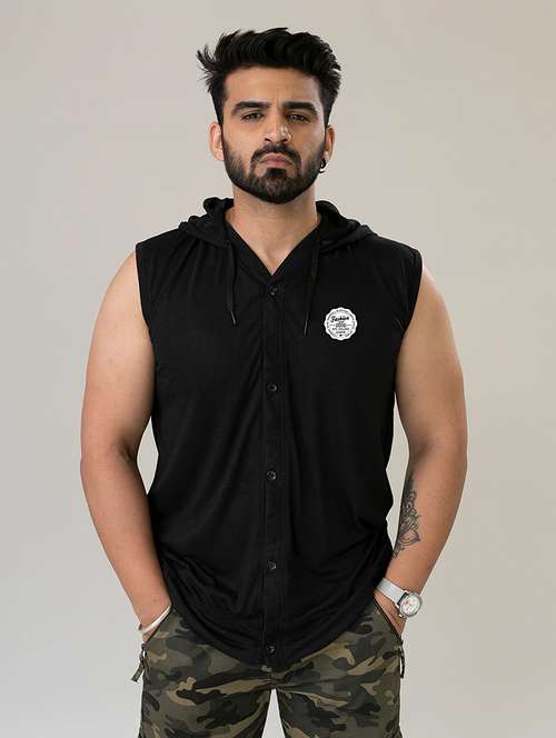 men black regular fit collared casual shirt - 21384008 - Standard Image - 0