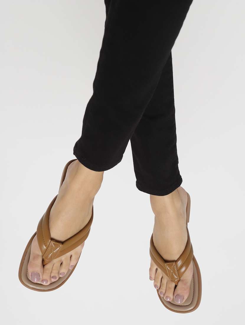 women khaki slip on sandal - 21384942 -  Standard Image - 1