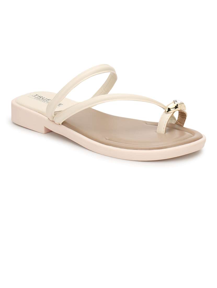 women beige slip on sandal