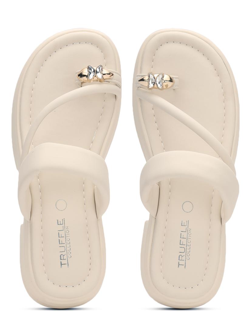 women beige solid slip on sandal - 21384949 - Standard Image - 4