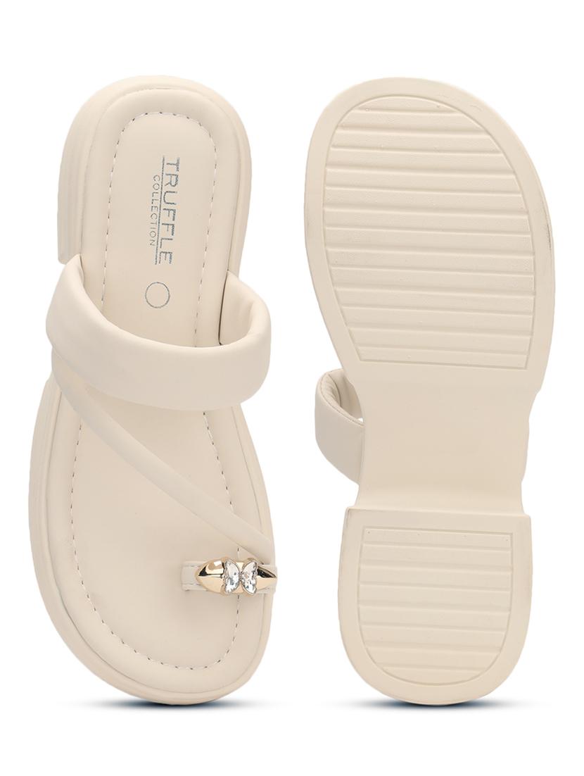 women beige solid slip on sandal - 21384949 - Standard Image - 6