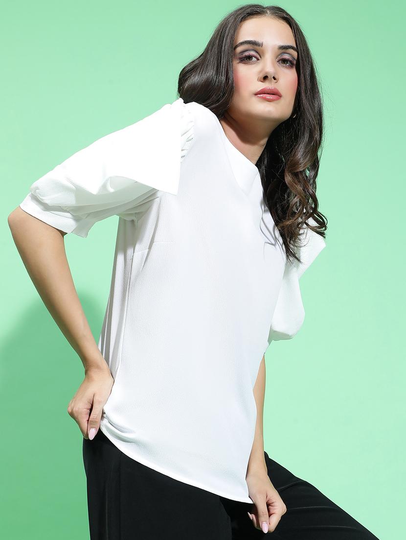 women white polyester regular top - 21384981 - Standard Image - 1