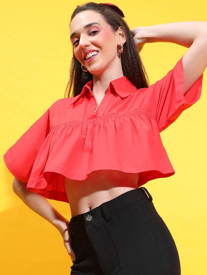 women red solids crop top - 21384986 -  Standard Image - 1
