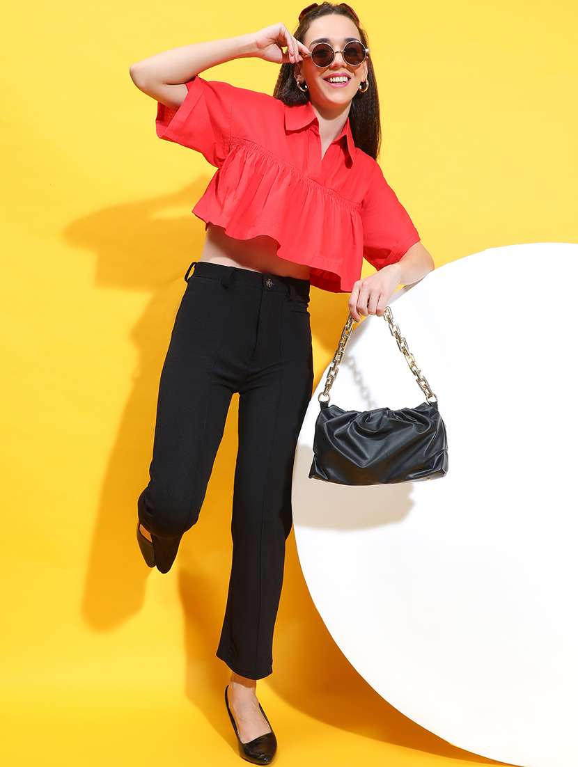 women red solids crop top - 21384986 -  Standard Image - 4