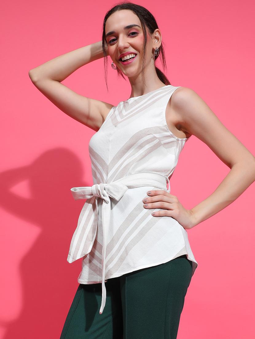 women white stripes sleeveless top - 21384994 - Standard Image - 1