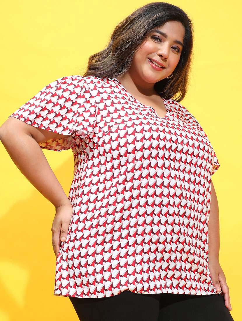 women white viscose plus top - 21385008 -  Standard Image - 1