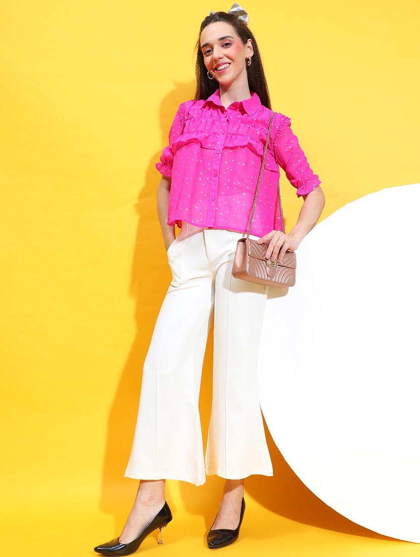 women pink polyester regular shirt - 21385016 - Standard Image - 4