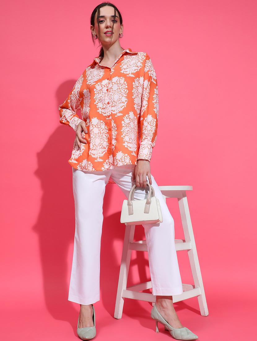 orange floral printed regular shirt - 21385018 - Standard Image - 4