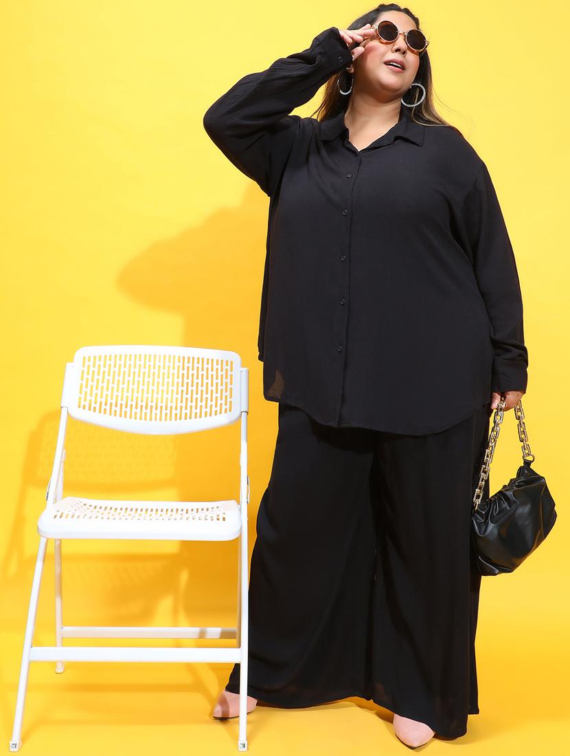 women black viscose plus shirt - 21385023 - Standard Image - 4
