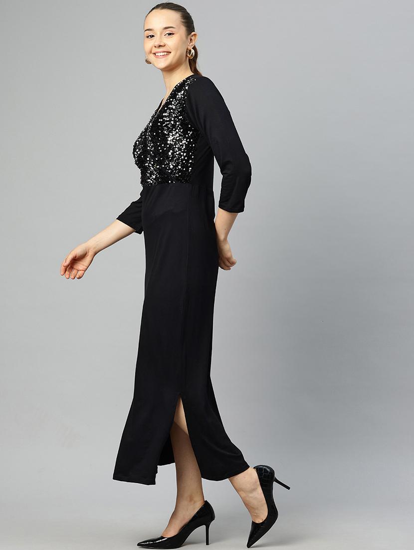 women black viscose sheath dress - 21385104 - Standard Image - 1