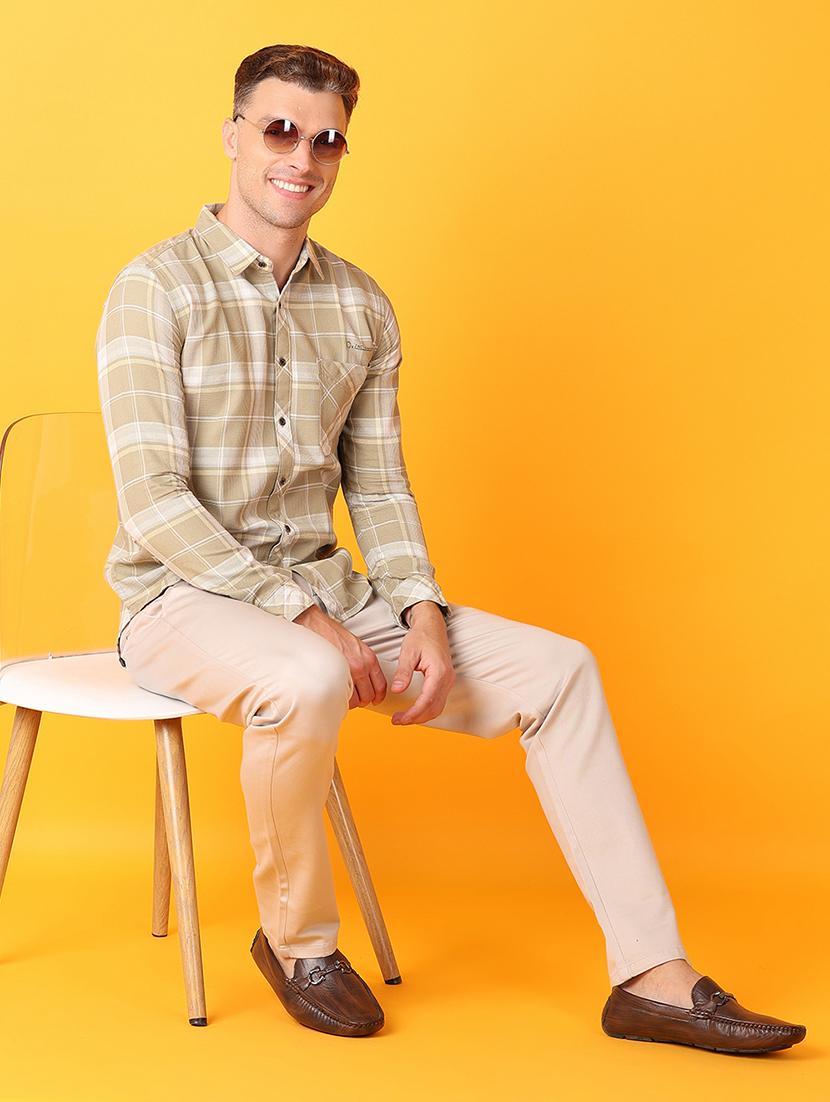 men cream solid chinos casual trouser - 21385516 - Standard Image - 4