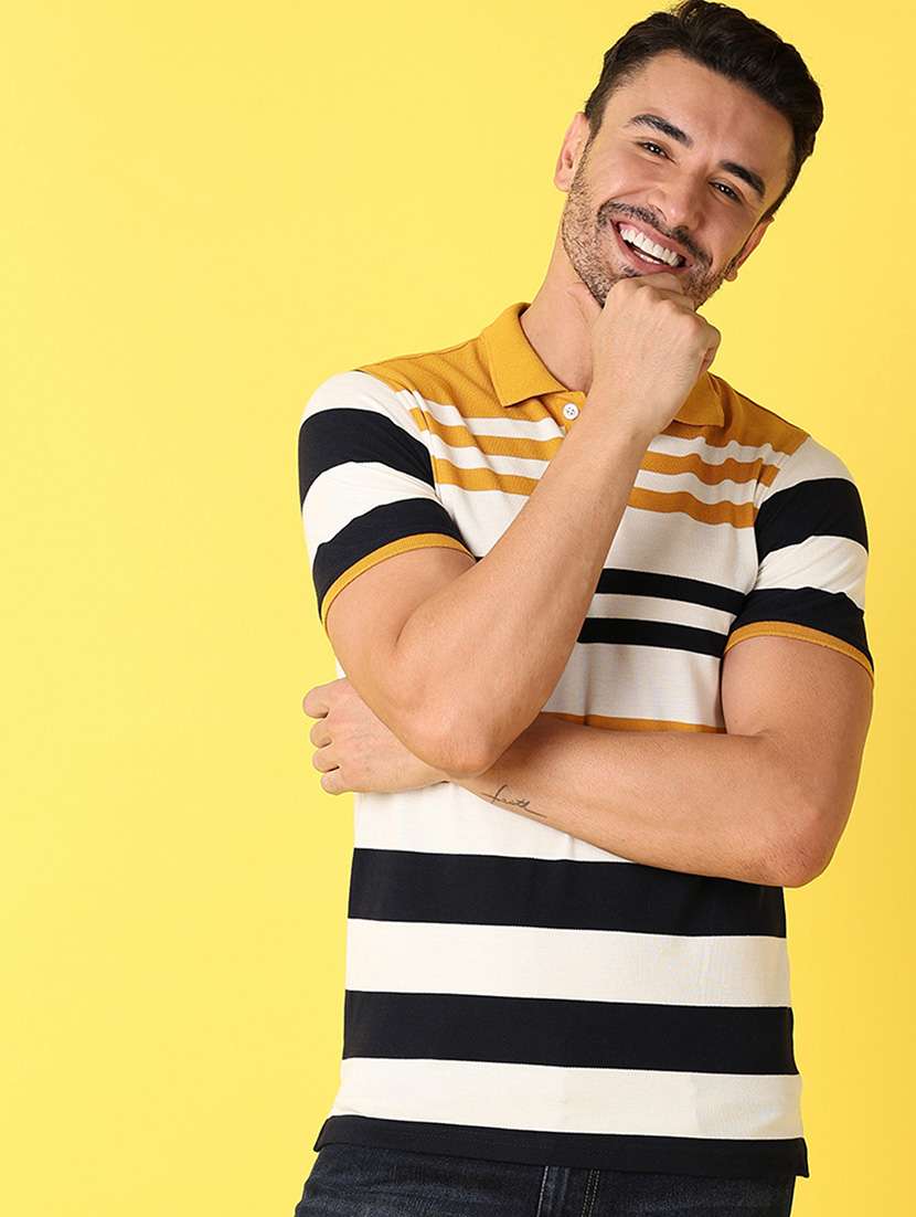 men stripes polo neck t-shirts - 21385575 -  Standard Image - 1