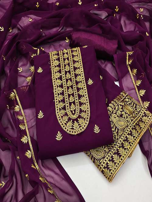 women embroidered unstitched suit set - 21385956 -  Standard Image - 0