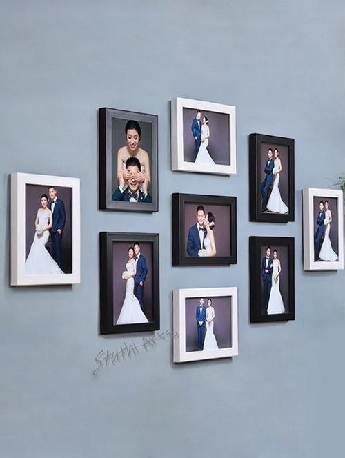 stuthi arts wood wall photo frame (white, 9 photo(s), white-5x7-4 black-5x7-5) - 21386001 - Standard Image - 0