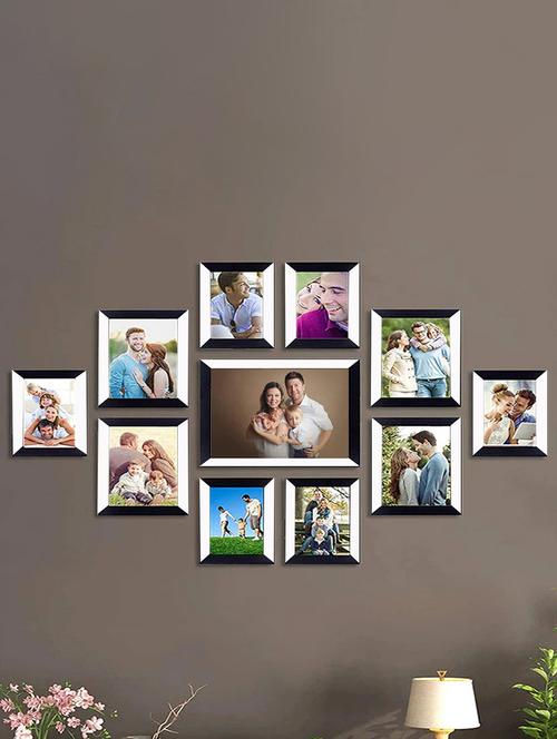 stuthi arts wood wall photo frame (black, white, 11 photo(s), 8"x10"-1, 5"x7"-4, 4"x6"-6) - 21386004 - Standard Image - 0
