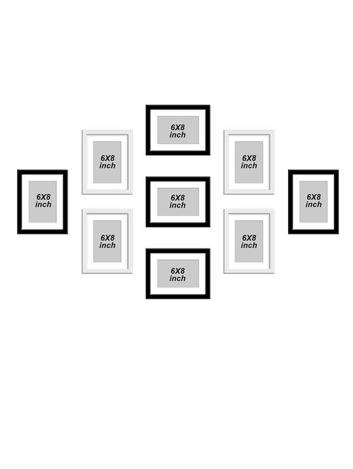 stuthi arts wood wall photo frame (black, white, 9 photo(s), 6"x8"-9) - 21386005 - Standard Image - 0