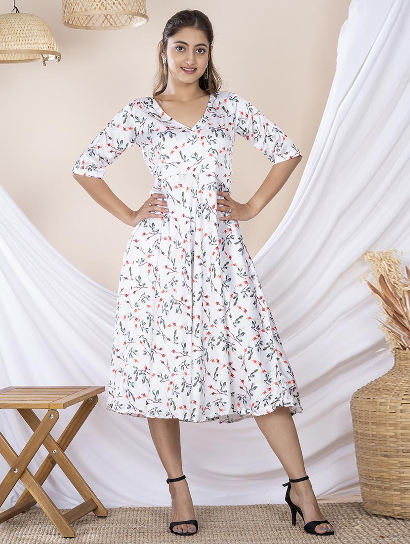 women white satin a-line dress - 21386012 -  Zoom Image - 0