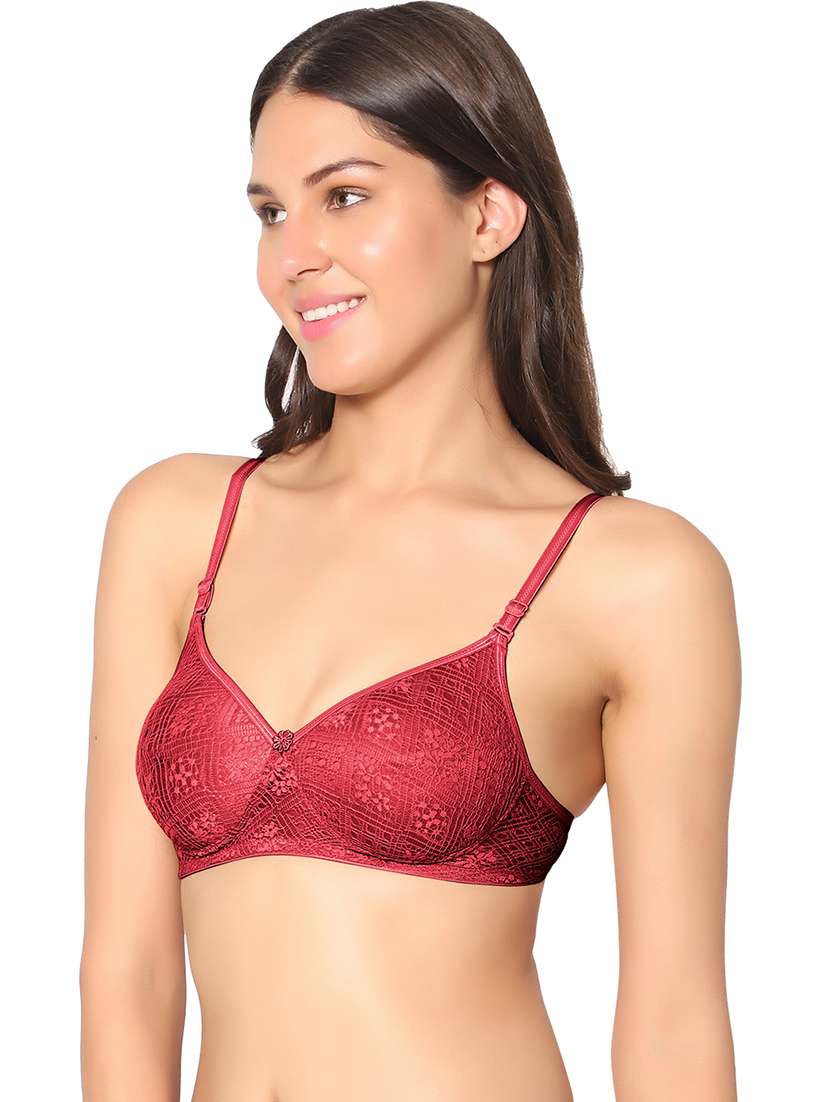 women maroon lace detailed regualar bra - 21386175 -  Standard Image - 1