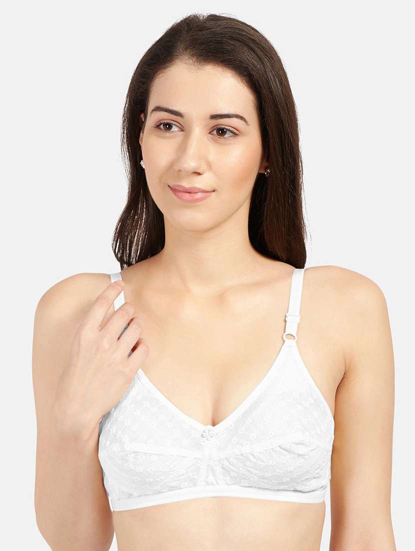 set of 2 white cotton blend regular bra - 21386216 -  Standard Image - 1