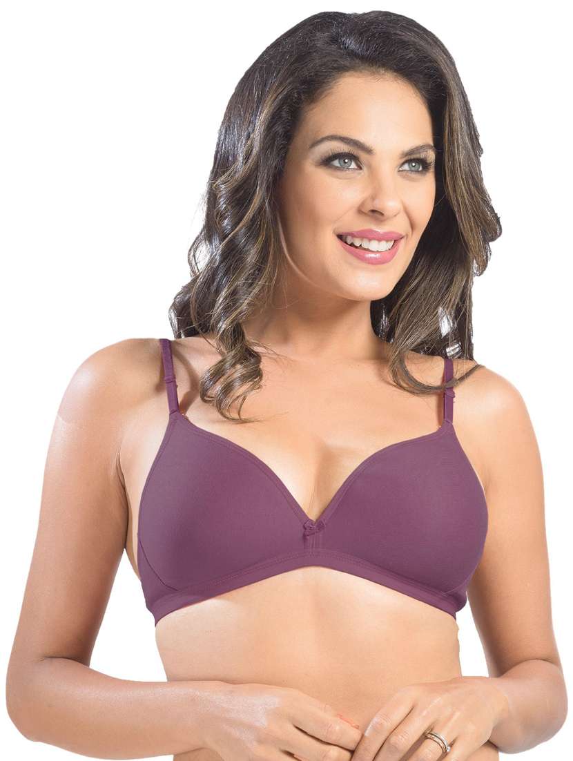 set of 2 purple cotton blend plunge bra - 21386281 -  Standard Image - 1