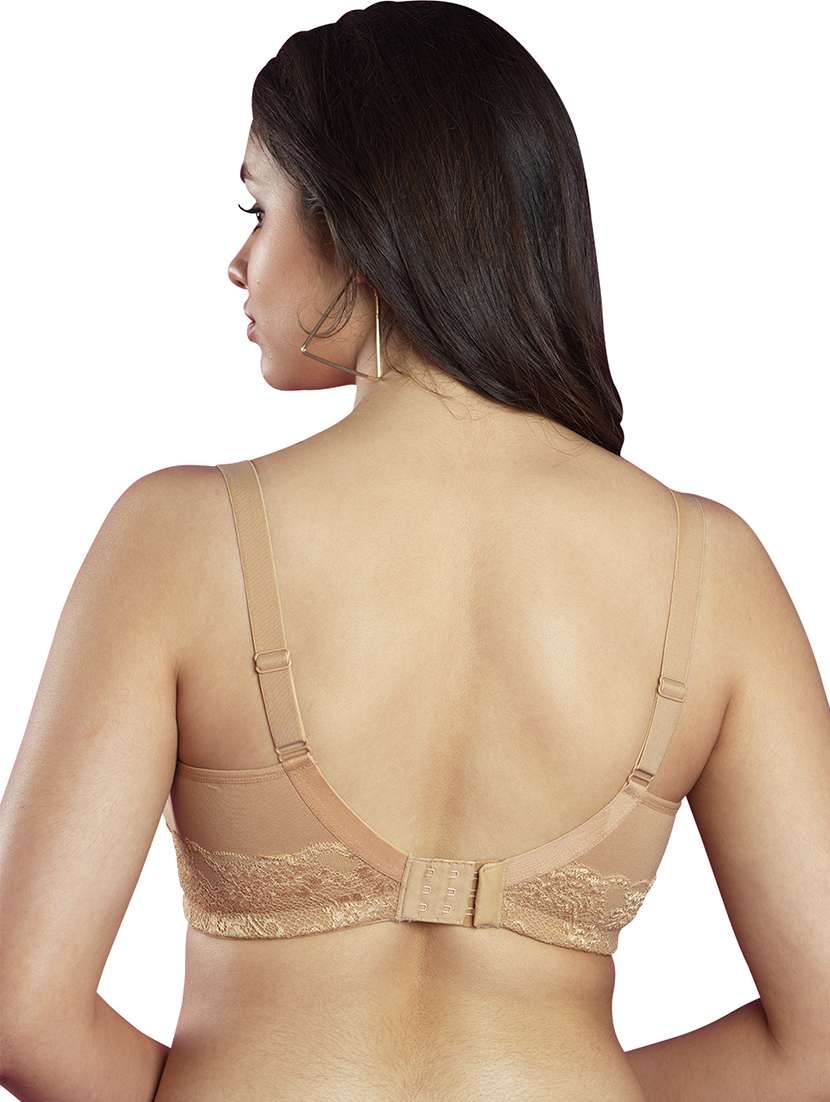 beige solid cotton t-shirt bra - 21386649 - Standard Image - 1