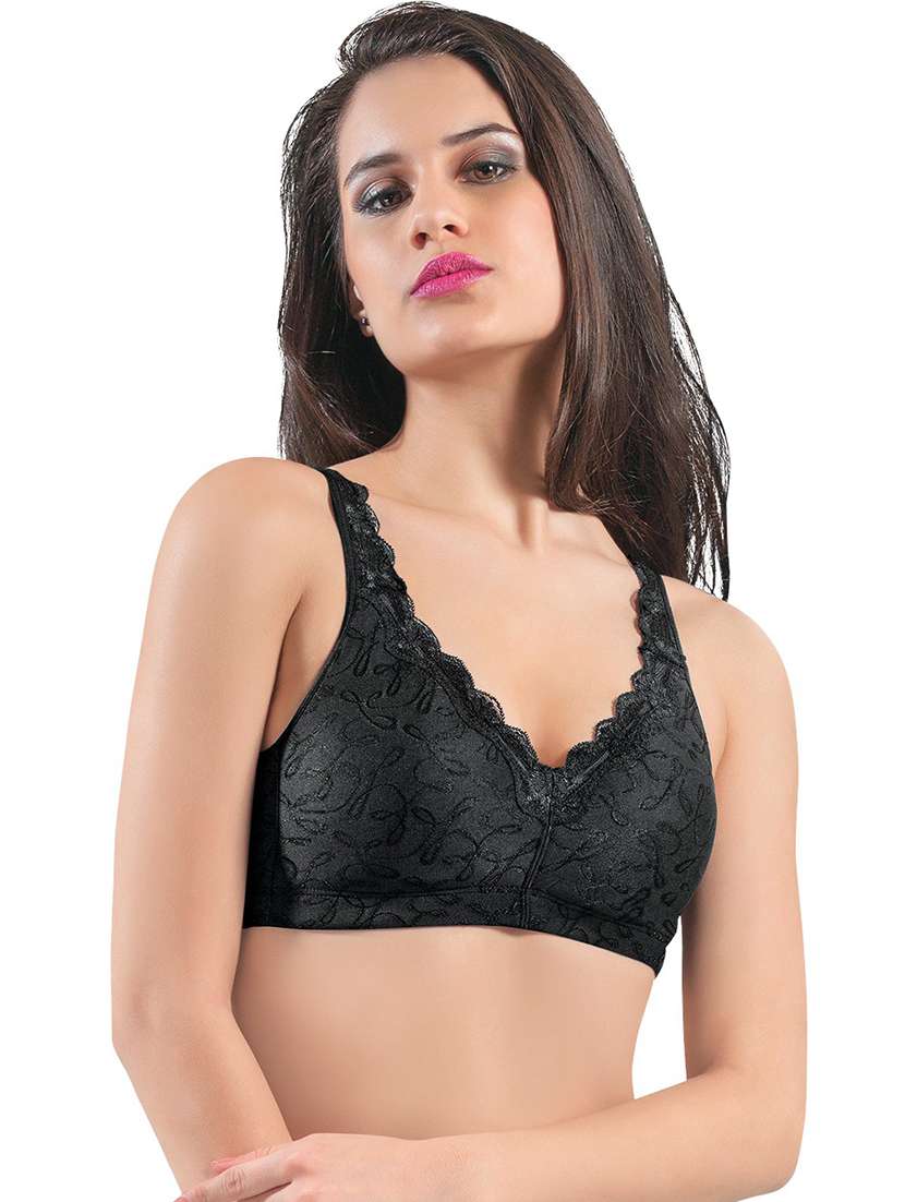 black cotton blend tshirt bra - 21387011 - Standard Image - 1