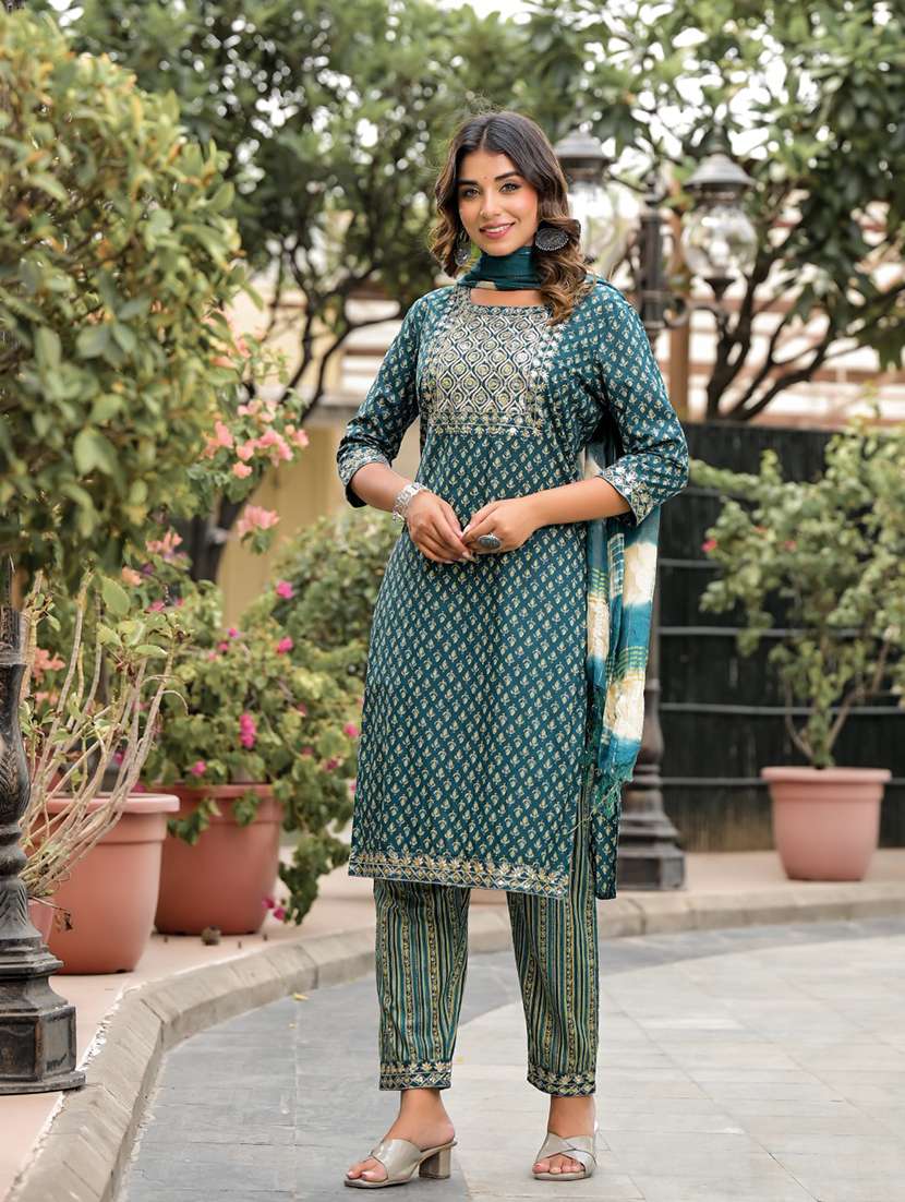 women green kurta pant set with dupatta - 21387282 -  Standard Image - 1