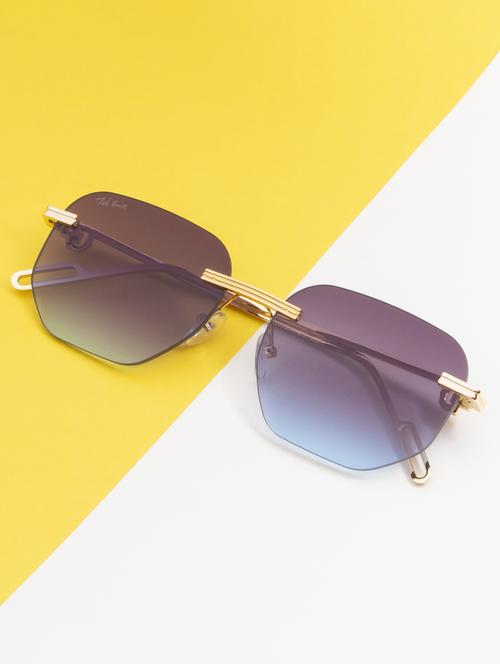 ted smith rimless aviator shape branded latest and stylish sunglasses | polycarbonate lens & 100 % uv protection | men & women - 21387299 -  Standard Image - 0