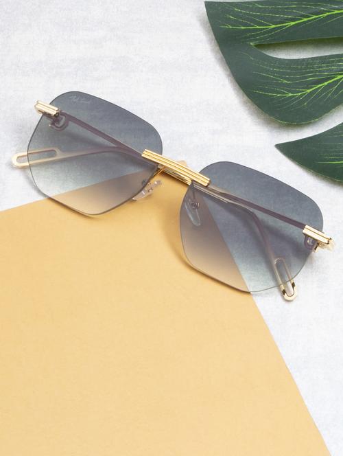 ted smith rimless aviator shape branded latest and stylish sunglasses | polycarbonate lens & 100 % uv protection | men & women - 21387300 -  Standard Image - 0