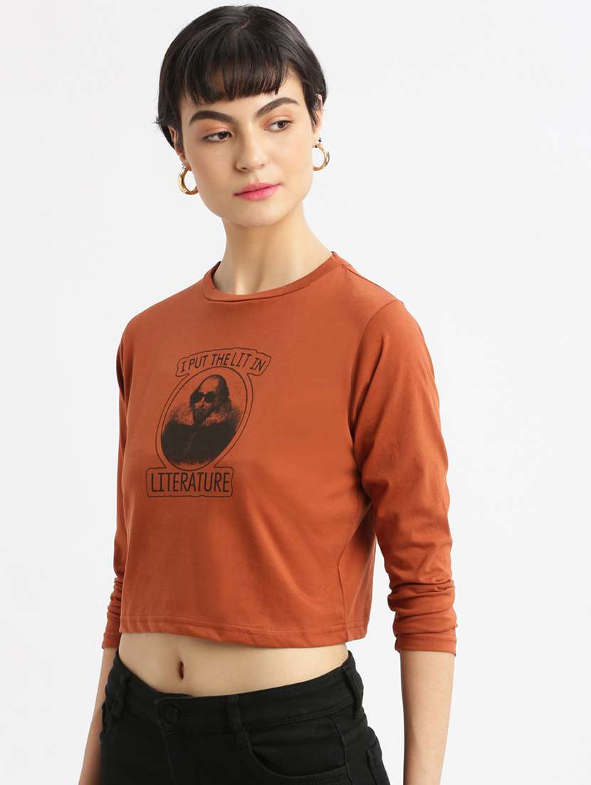 brown chest print t-shirt - 21387342 -  Standard Image - 1