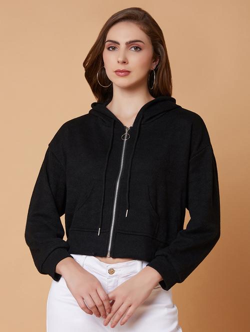 women black acrylic plain sweatshirt - 21387366 -  Standard Image - 0