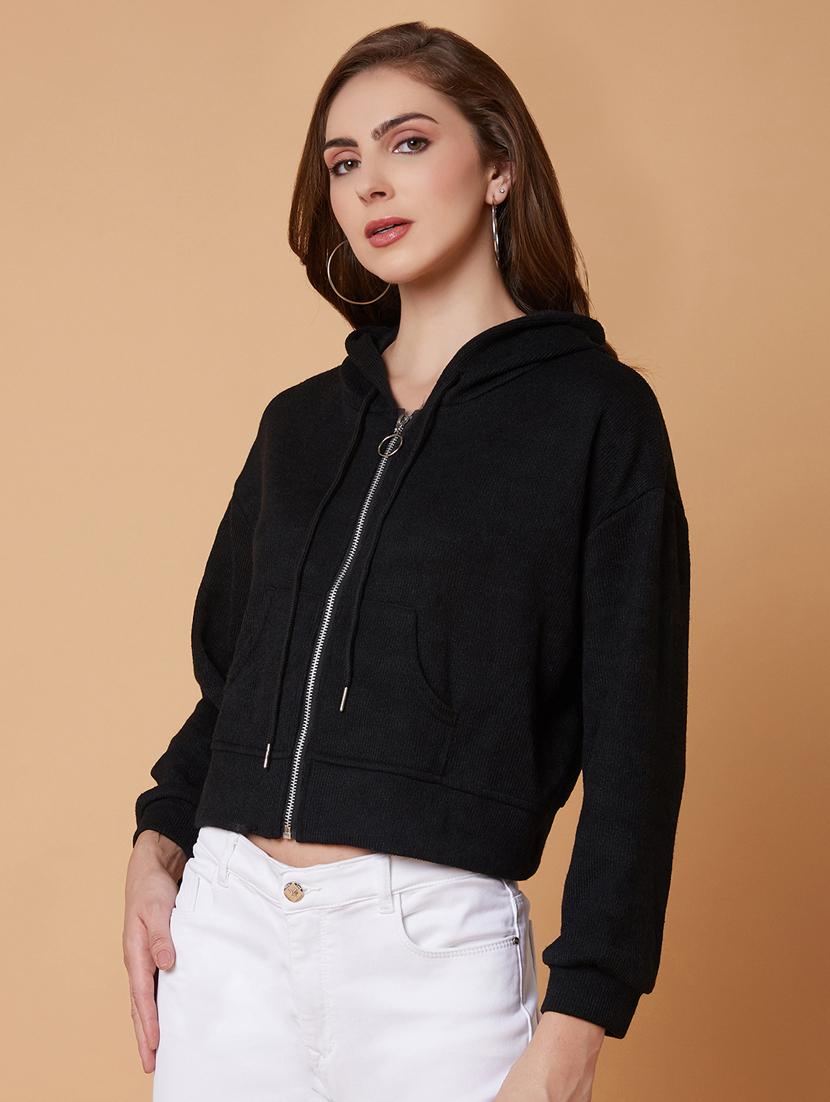 women black acrylic plain sweatshirt - 21387366 -  Standard Image - 1