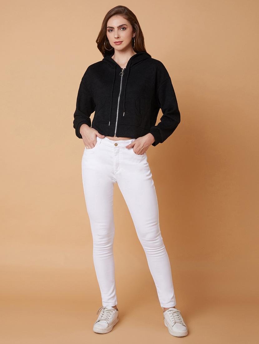 women black acrylic plain sweatshirt - 21387366 - Standard Image - 4