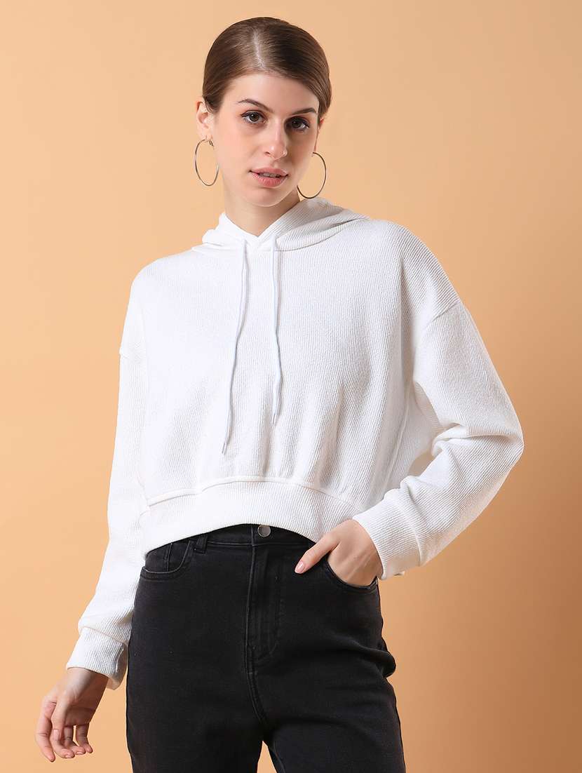 women white acrylic plain sweatshirt