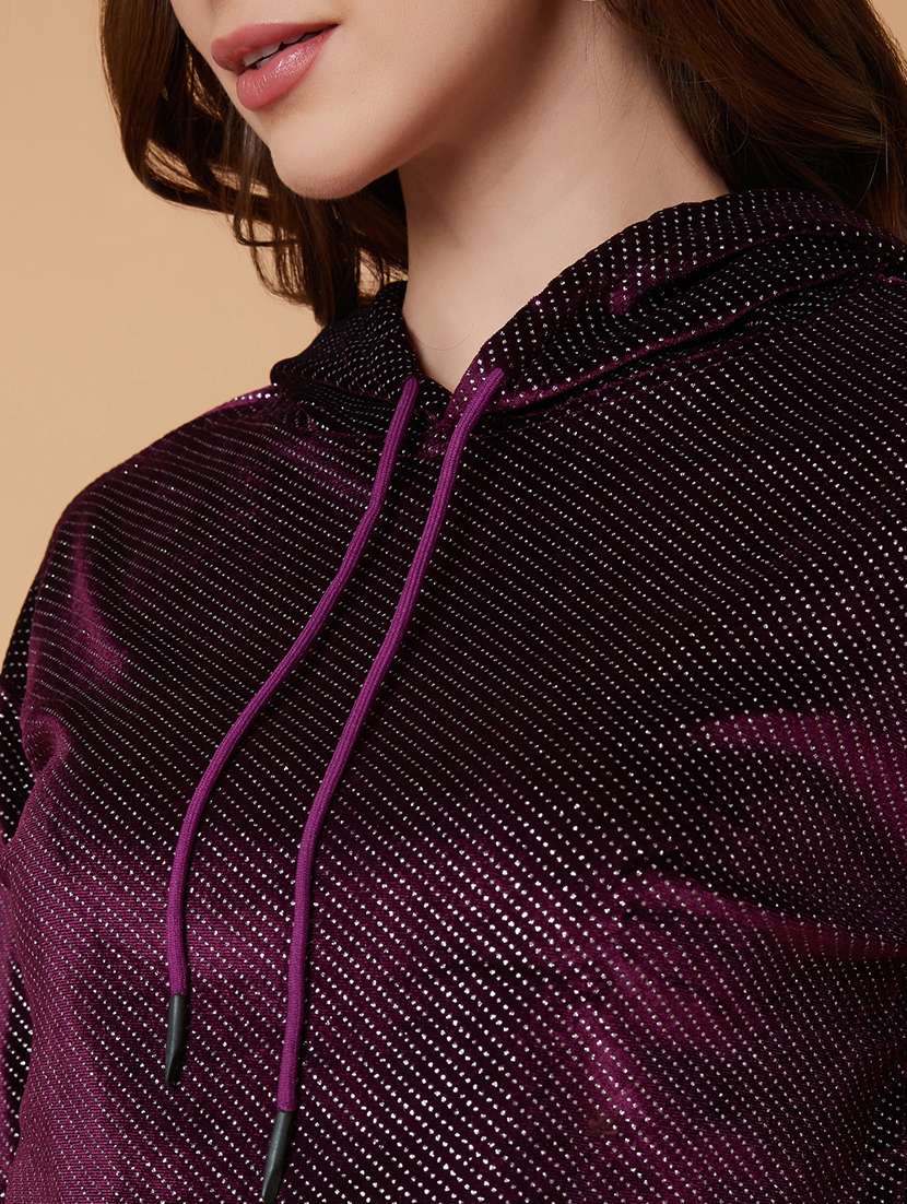 purple embellished hooded crop sweatshirt - 21387372 - Standard Image - 6