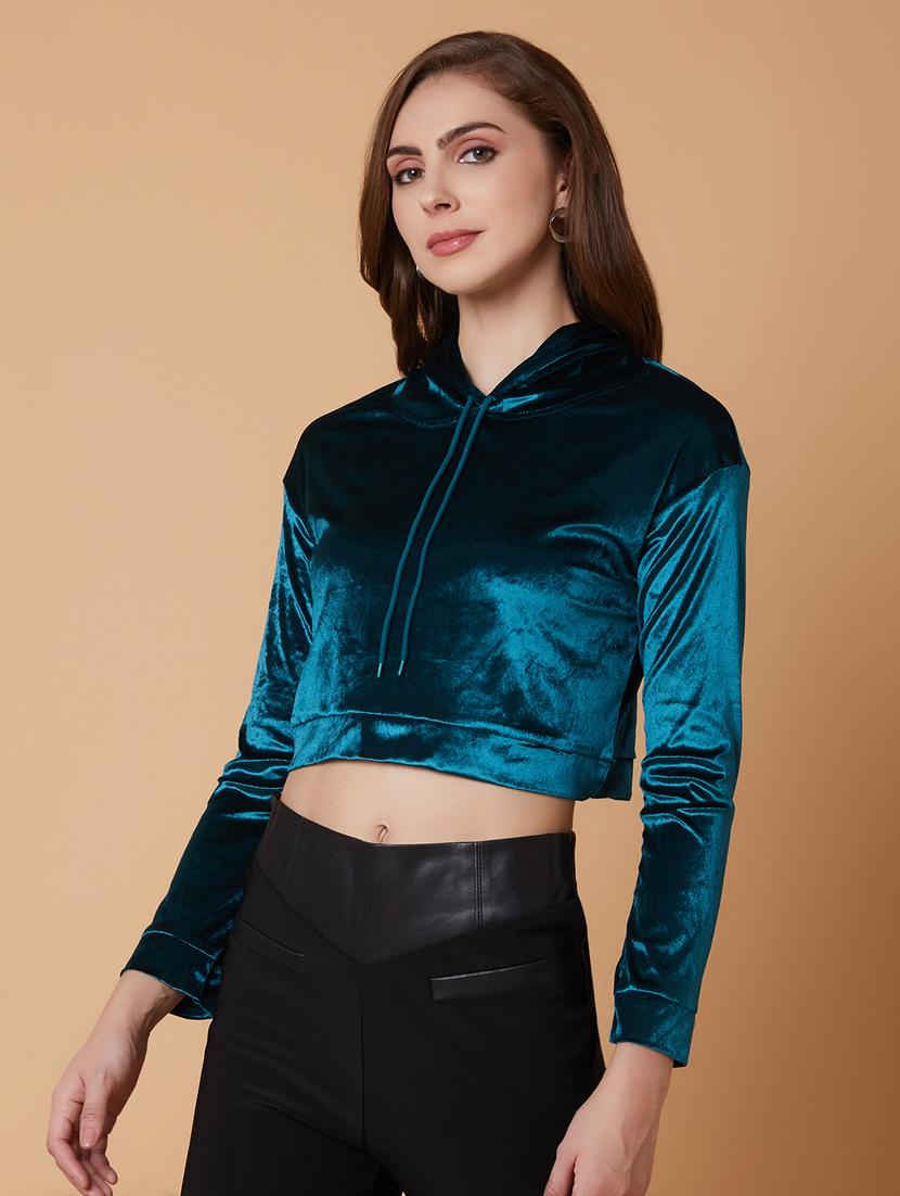 teal plain hooded sweatshirt - 21387374 - Standard Image - 1