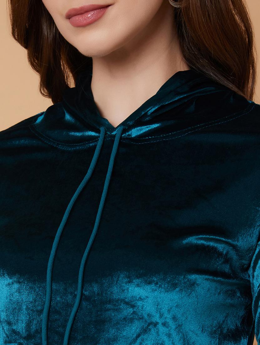 teal plain hooded sweatshirt - 21387374 - Standard Image - 6