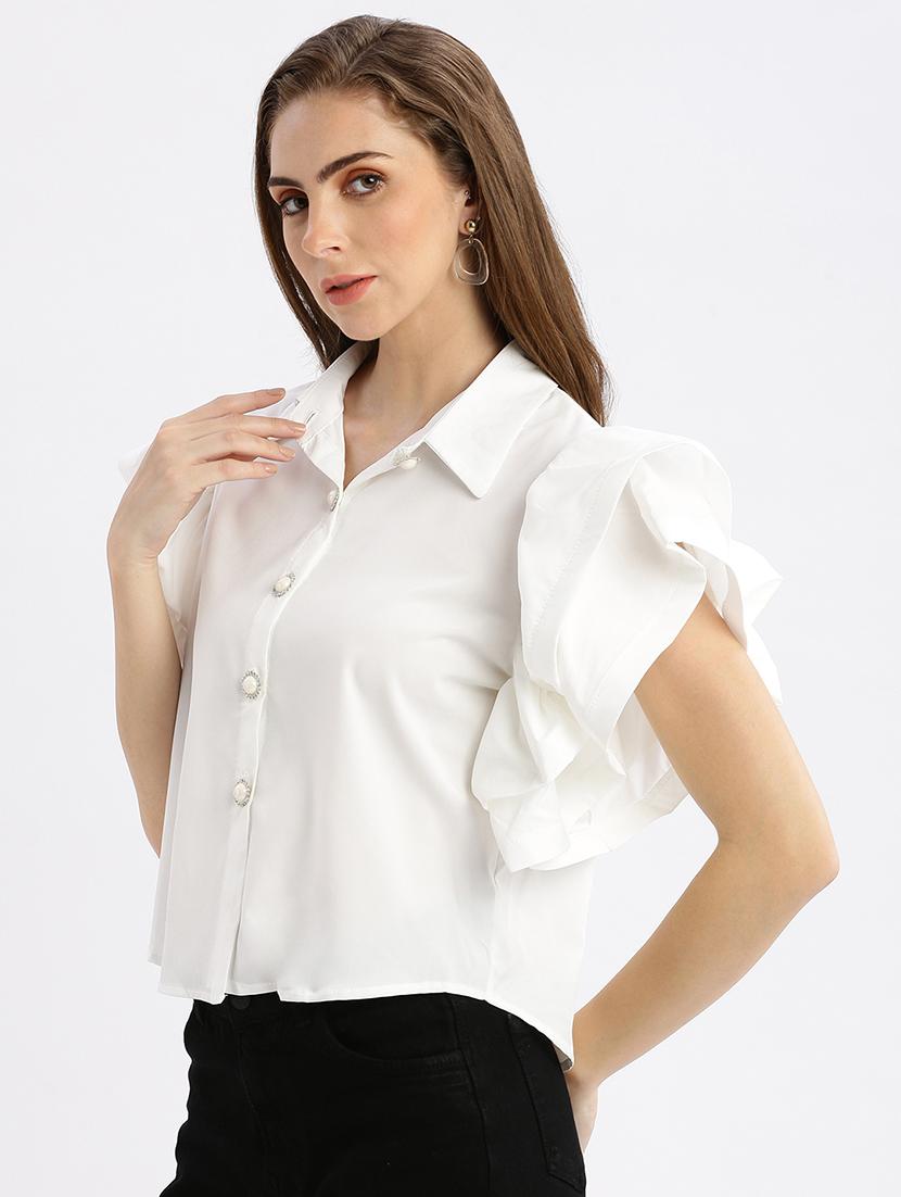 white solid regular top - 21387404 -  Standard Image - 1