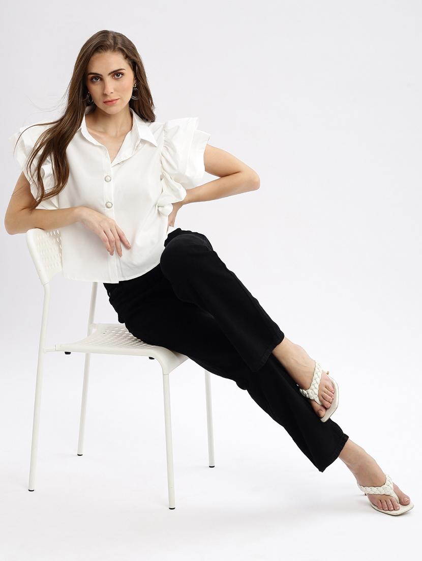 white solid regular top - 21387404 - Standard Image - 4