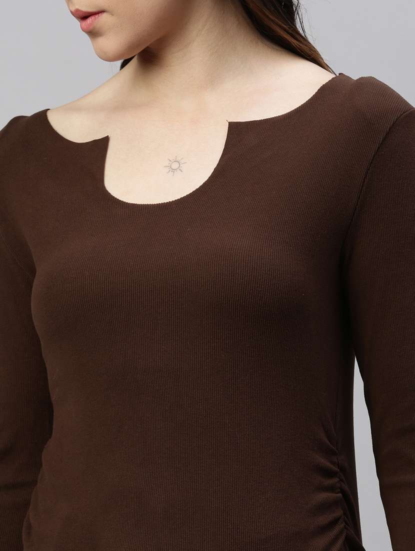 brown solid regular top - 21387407 -  Standard Image - 6