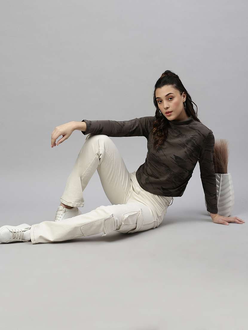 brown abstract printed regular top - 21387425 -  Standard Image - 4