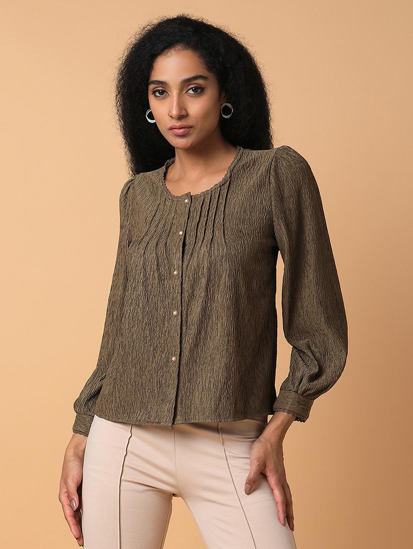 olive nylon regular top - 21387433 -  Zoom Image - 0