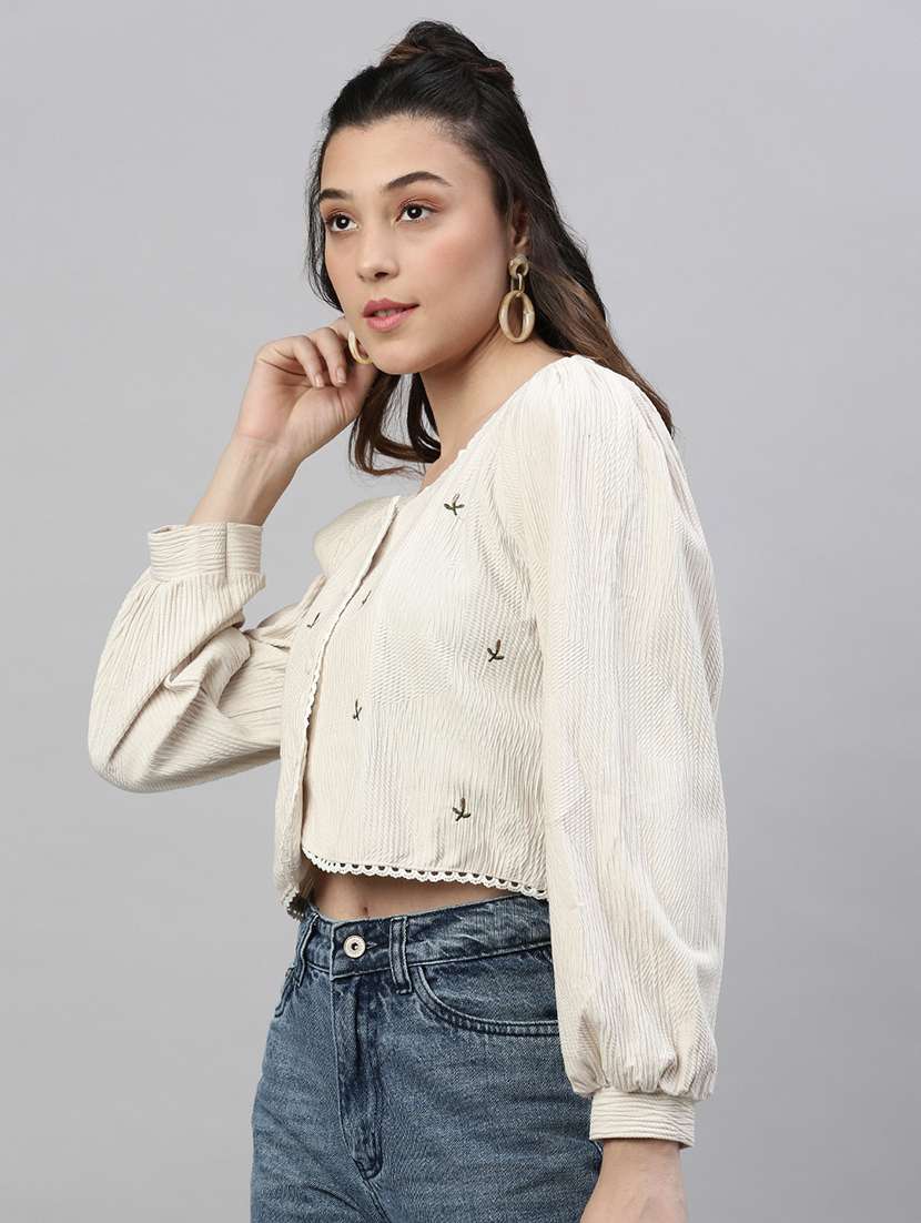cream embroidered shirt top - 21387435 -  Standard Image - 1