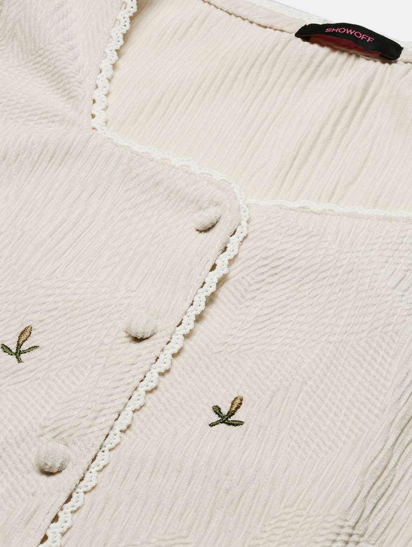 cream embroidered shirt top - 21387435 -  Standard Image - 6