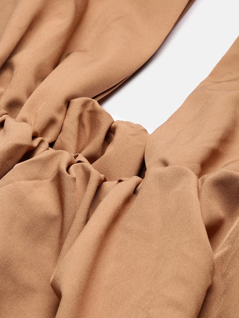 brown solid blouson top - 21387437 - Standard Image - 6