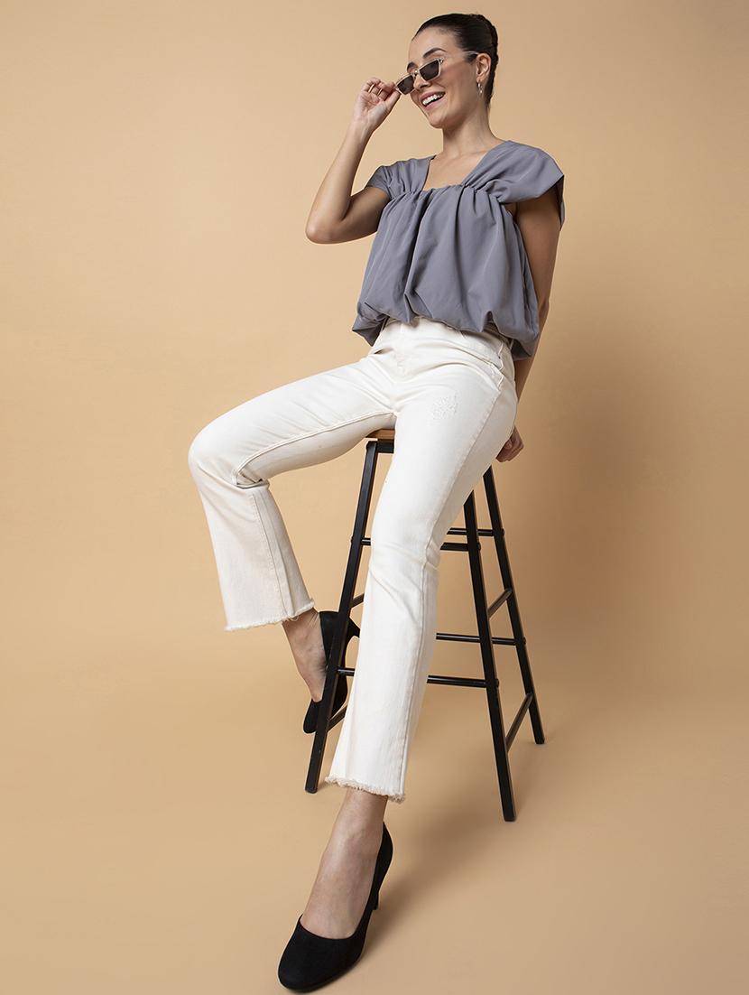 grey crepe blouson top - 21387438 - Standard Image - 4