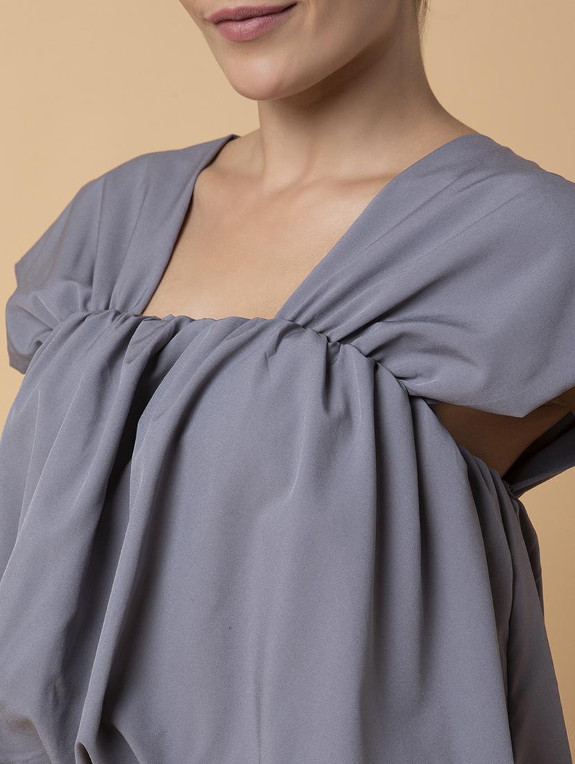 grey crepe blouson top - 21387438 - Standard Image - 6