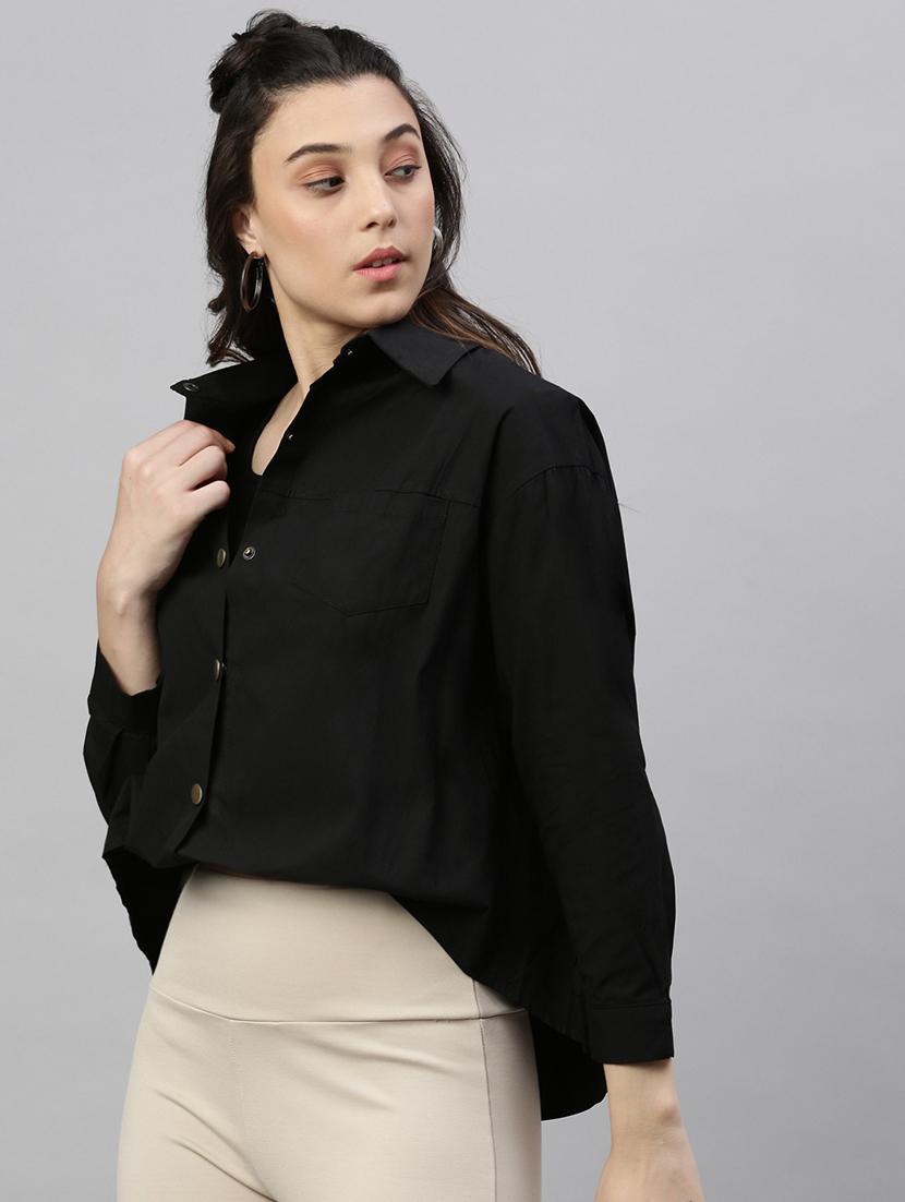 women black solid collared jacket - 21387445 - Standard Image - 1